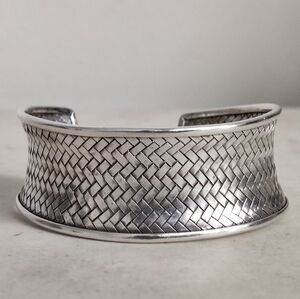 Karen Hill Tribe Fine Silver 999 Woven Cuff Bracelet Vintage